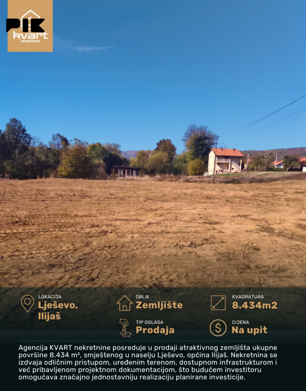 Zemljište Ilijaš 8434 m2 - proizvodna hala | Kvart Nekretnine