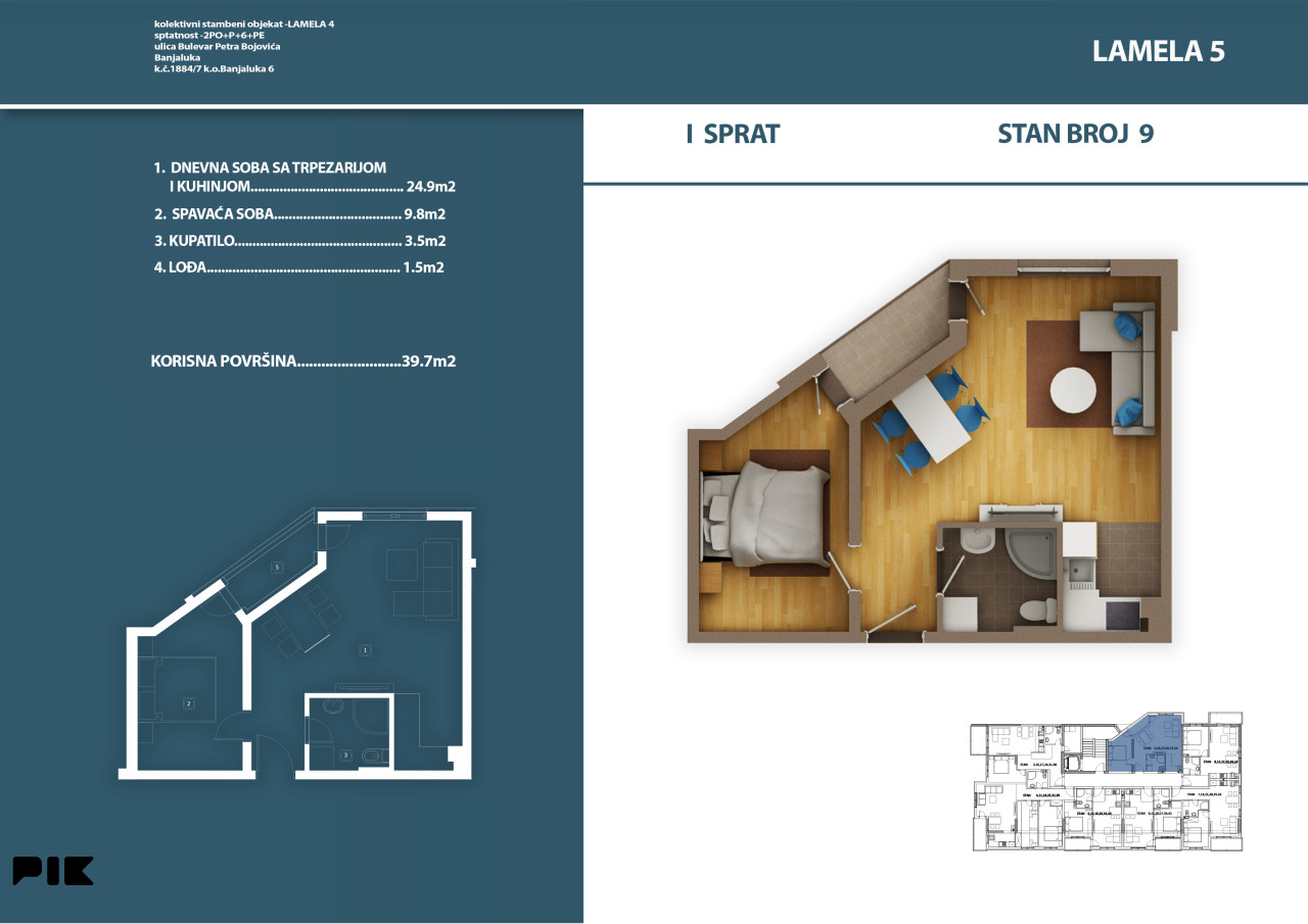 Stan u novogradnji 39.7m2, Bulevar P. Bojovića Banja Luka