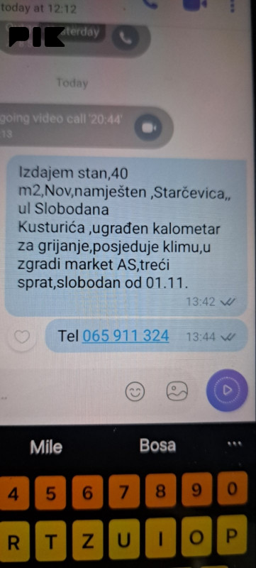 Izdajem stan 40m, namjesten