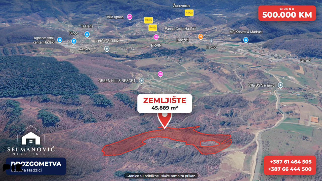 Zemljište 45889m2, Drozgometva - Hadžići, 4 km od centra 3