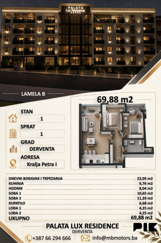 Stan 69,88 m2 ***PALATA LUX*** Derventa