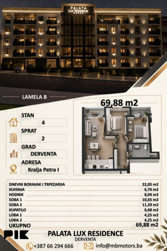 Stan 69,88 m2 ***PALATA LUX*** Derventa 2