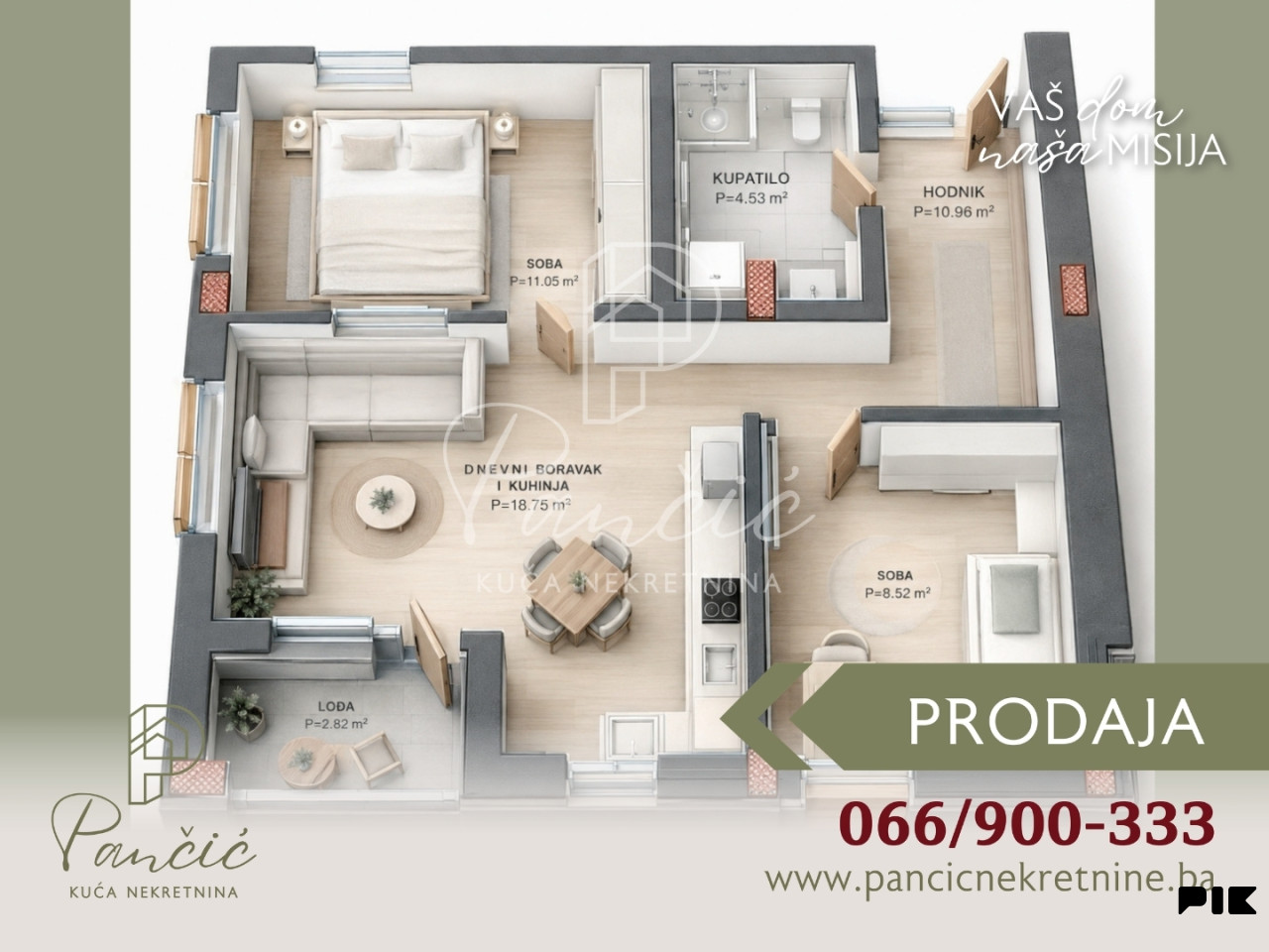 Dvoiposoban stan, Š naselje ID:0036-P Kuća nekretnina Pančić